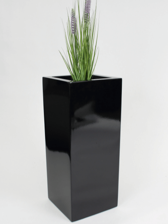 Donica prostokątna kwadratowa z włókna szklanego Pillar wys. 85 x 41 cm, czarna