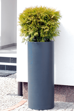 Okrągła podświetlana donica z włókna szklanego Tube 100 cm, biała