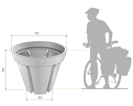 Wielofunkcyjna donica stojak na rowery Bikepot 94 cm, brązowa