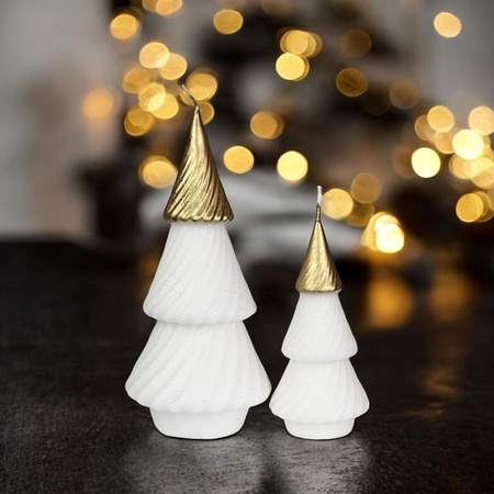 Świąteczna świeca spiralna Choinka 15 cm, biała