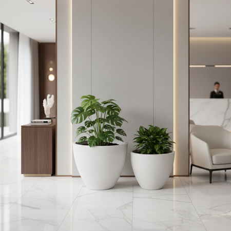 Donica do salonu Aria wys. 32x38 cm, kremowa