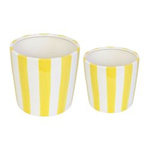 Doniczki ceramiczne żółte w paski Vanity Lemon wys.15 i 19 cm, zestaw