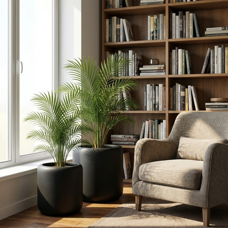 Duże doniczki Ambiente wys. 45 i 60 cm z wkładem, ciemny grafit, zestaw