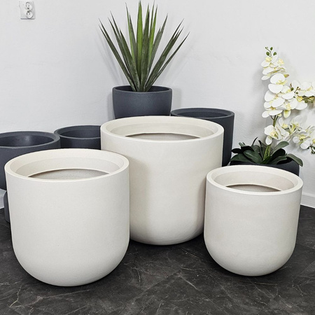 Duża donica ogrodowa Fero wys. 55x60 cm , kremowa