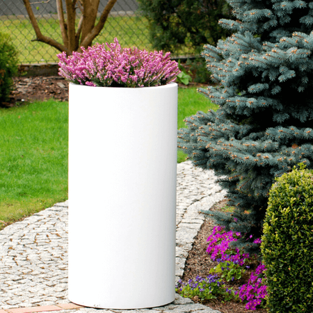 Okrągła podświetlana donica z włókna szklanego Tube 100 cm, antracyt