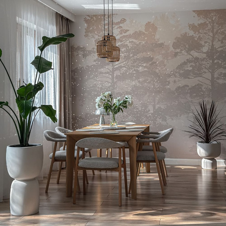 Donice do salonu Mono wys. 43x40 cm i Duala wys. 70x40 cm, kremowe, zestaw