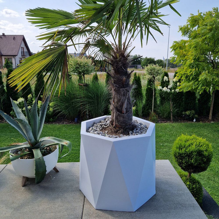 Geometryczna duża donica Ceres 70 cm, biała