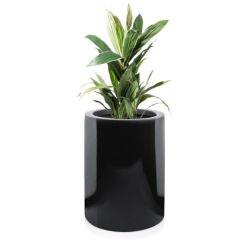 Okrągła donica w połysku Ring wys. 50x40 cm, czarna