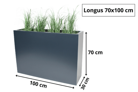 Prostokątna donica z włókna szklanego Longus wys. 70 x 100 x 30 cm, kolor na zamówienie