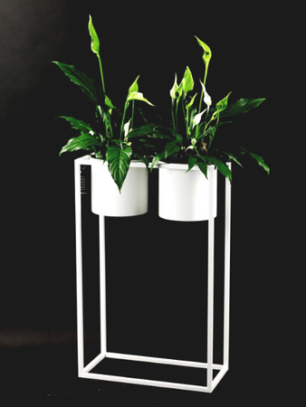 Metalowy kwietnik loft podwójny Iris 80 cm, biały