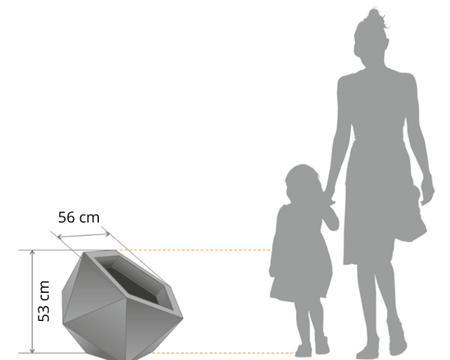 Donica asymetryczna Dione 53 cm, antracyt