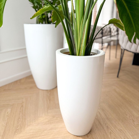 Wysoka donica okrągła z włókna szklanego Tulip wys. 62 cm średnica 32 cm, czarna