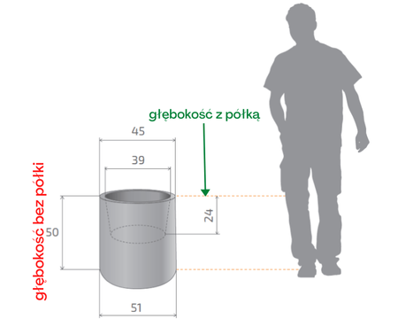 Donica okrągła nowoczesna Zoe 50 cm z półką, czerwona