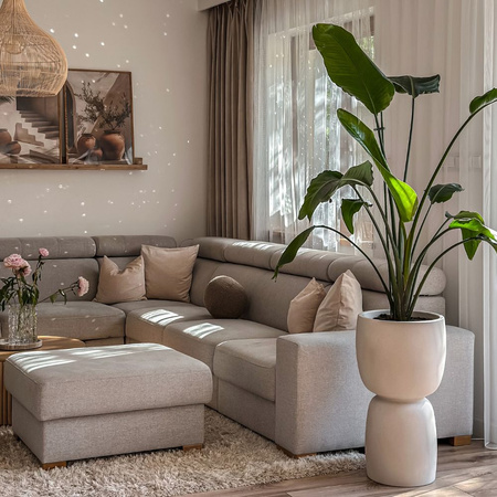 Donice ogrodowe Duala wys. 54 i 70 cm, kremowe, zestaw