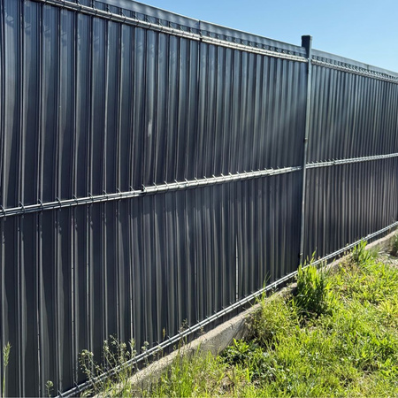 Osłona ogrodzeniowa z regulowanych listw, wys.123 cm 50 szt. szary, do ogrodzeń panelowych