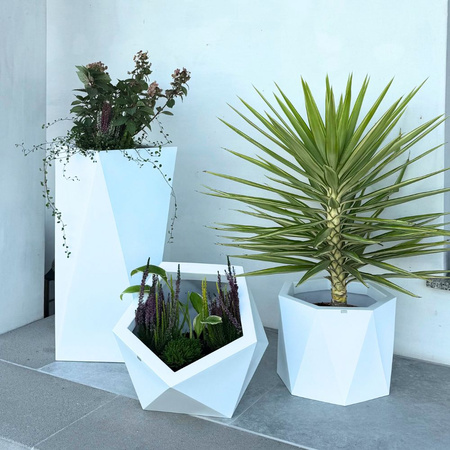 Geometryczna duża donica Ceres 30 cm, biała