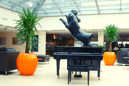 Duża donica okrągła Manacor 45 cm z wkładem, pomarańczowa