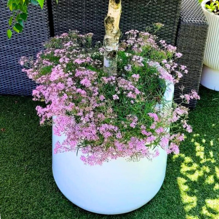 Donica okrągła nowoczesna Zoe 50 cm z półką, biała