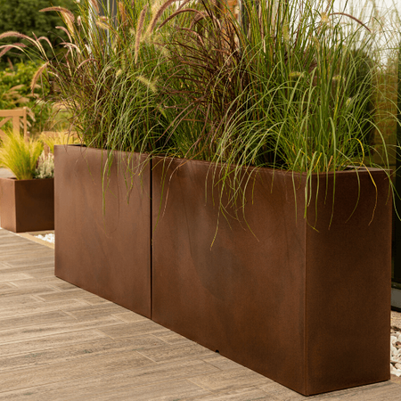 Donica prostokątna duża Longerino 70 cm z odprowadzaniem wody, corten