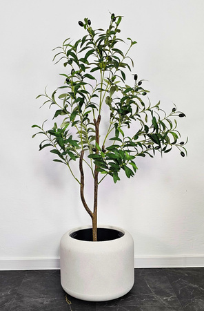 Donica okrągła Ambiente wys. 30x40cm z wkładem, kremowa