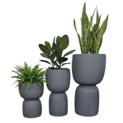 Donice ogrodowe Duala wys. 41, 54 i 70 cm, antracyt, zestaw