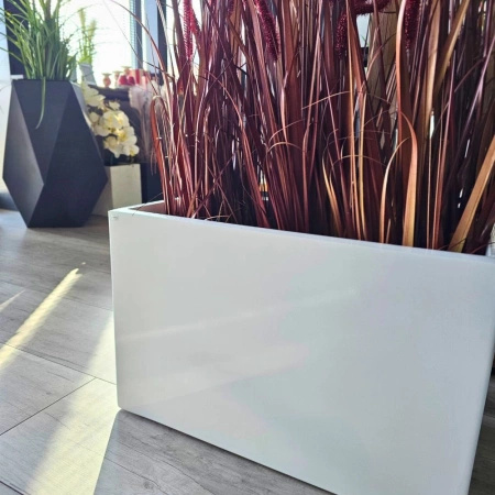 Niska donica prostokątna Linea w połysku wys. 43x80 cm, biała