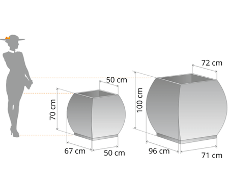 Duża donica ogrodowa Mars 100 cm, z dolnym rantem, antracyt