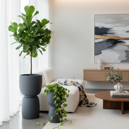 Donice kielichy Duala wys. 41 i 70 cm, antracyt, zestaw