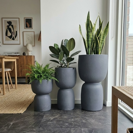 Donice ogrodowe Duala wys. 41, 54 i 70 cm, antracyt, zestaw