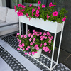 Prostokątny kwietnik metalowy Stella 80x80 cm biały z wkładami