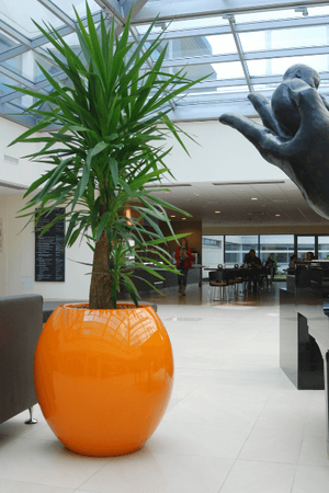 Duża donica okrągła Manacor 45 cm z wkładem, pomarańczowa