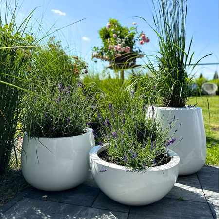 Duża donica okrągła w połysku Nyks wys. 68x67 cm, biała