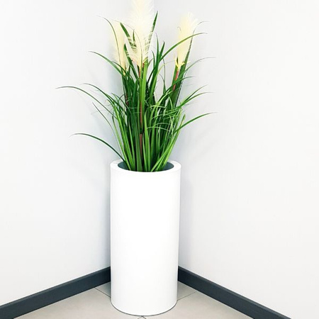 Wysoka donica okrągła Hebe 70 cm z półką, brązowa