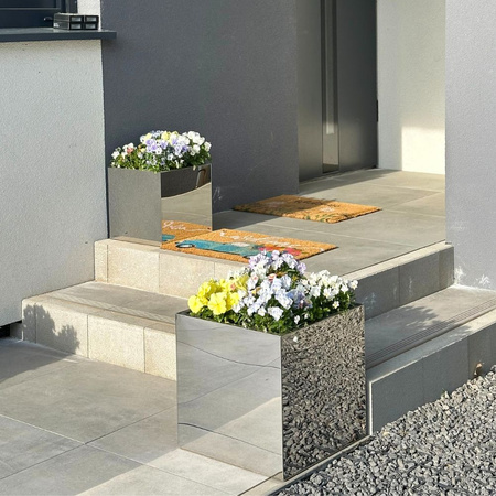 Lustrzana donica metalowa kwadrat Rubi 31x31 cm efekt lustra