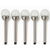 Lampy solarne zestaw 5 sztuk wys. 36x6 cm, srebrne