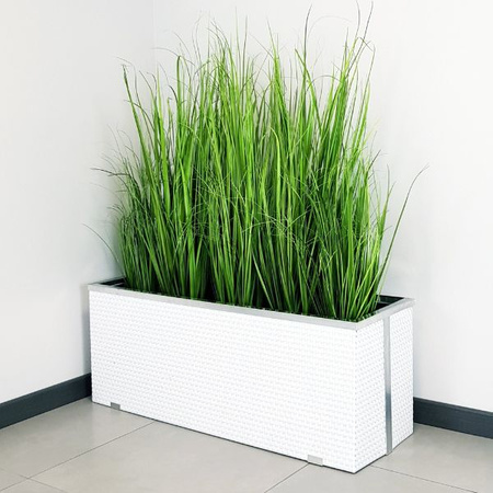 Donica technorattanowa z nawodnieniem i ociepleniem 95x43 cm wykończenie metalowe, miodowy