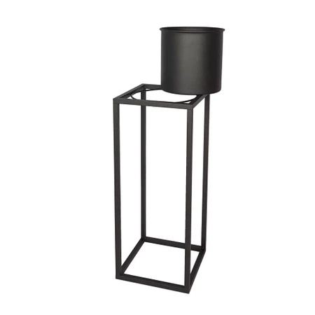 Metalowy kwietnik loft okrągły Iris 60 cm, czarny