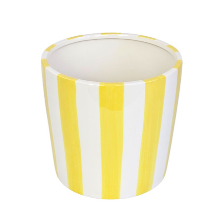 Doniczki ceramiczne żółte w paski Vanity Lemon wys.11, 15 i 19 cm, zestaw