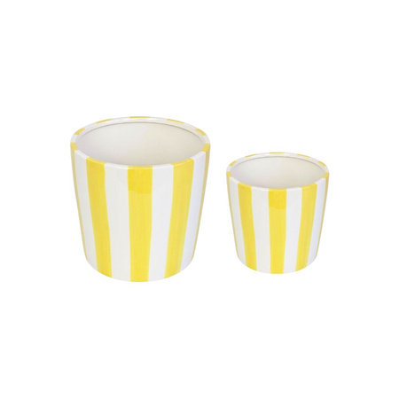 Doniczki ceramiczne żółte w paski Vanity Lemon wys.11 i 15 cm, zestaw