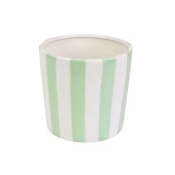 Doniczka ceramiczna w paski zielona Vanity Mint wys.19x20 cm