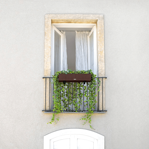 Donica balkonowa rattanowa Lechuza Balconera Cottage 80 cm, brązowa