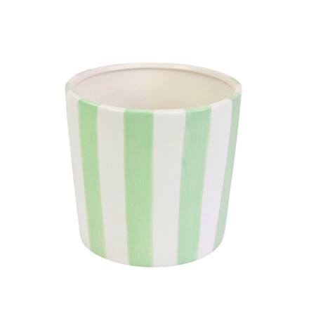 Doniczka ceramiczna w paski zielona Vanity Mint wys.15x16 cm