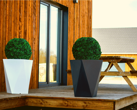 Duża donica ogrodowa Vaso 60 cm z półką, zielona