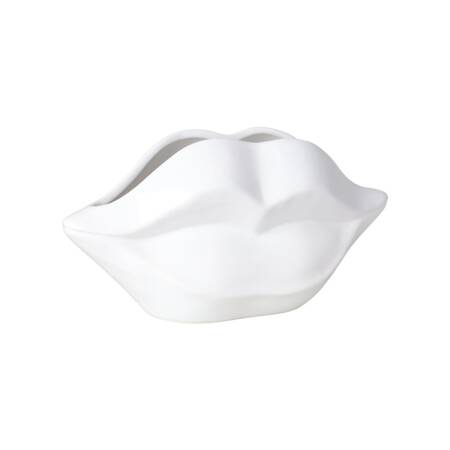 Mała doniczka ceramiczna Usta wys.12x27 cm, biała