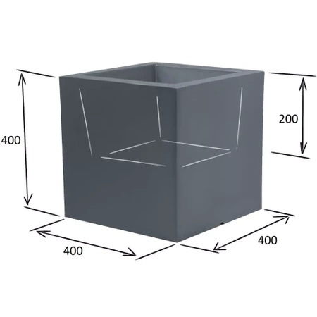 Ogrodowa donica kwadratowa Kubi 40 cm bez półki, antracyt