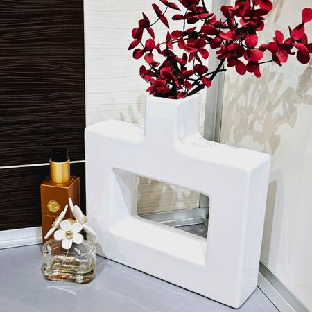 Prostokątny wazon z okienkiem Diva wys.25x25cm, biały
