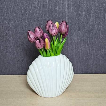 Wazon ceramiczny w kształcie muszli Shell wys.15x18 cm, biały