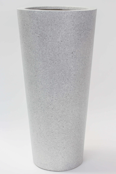 Wysoka donica okrągła Classic - włókno szklane imitujące granit, wys. 59 cm średnica 33 cm