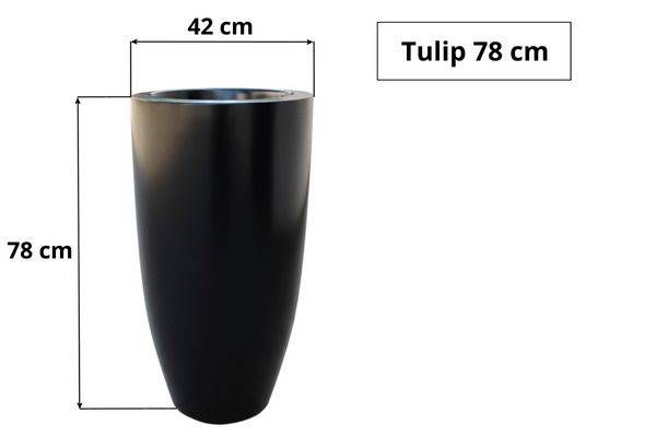 Wysoka donica okrągła z włókna szklanego Tulip wys. 78 cm średnica 42 cm, biała