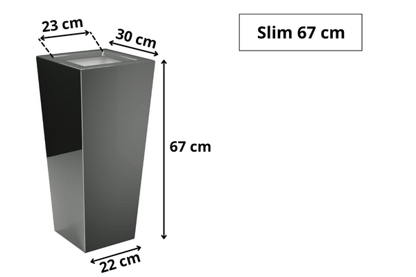Wysoka donica prostokątna z włókna szklanego Slim wys. 67 x 31 x 31 cm, czarna